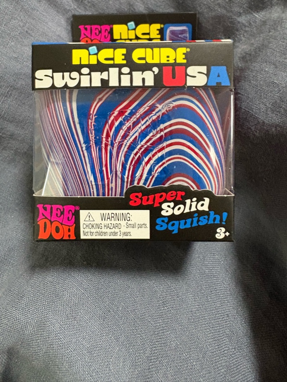 NeeDoh Nice Cube Swirlin' USA Super Solid Squish - Red, White & Blue